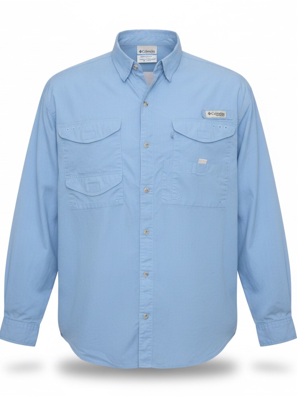 Columbia PFG Men’s Large Long Sleeve Fishing Shirt Blue Vented Utility FM7120